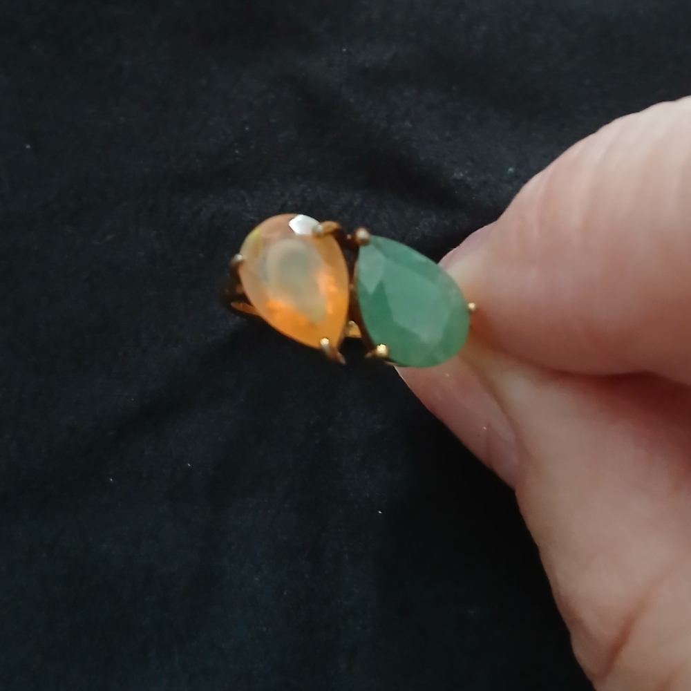 Ross-Simons Gold Ring with Orange and Green Gems